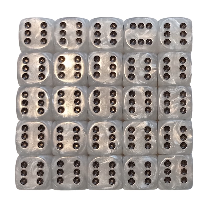 18mm Pearl Spot Dice - Pack of 25 White